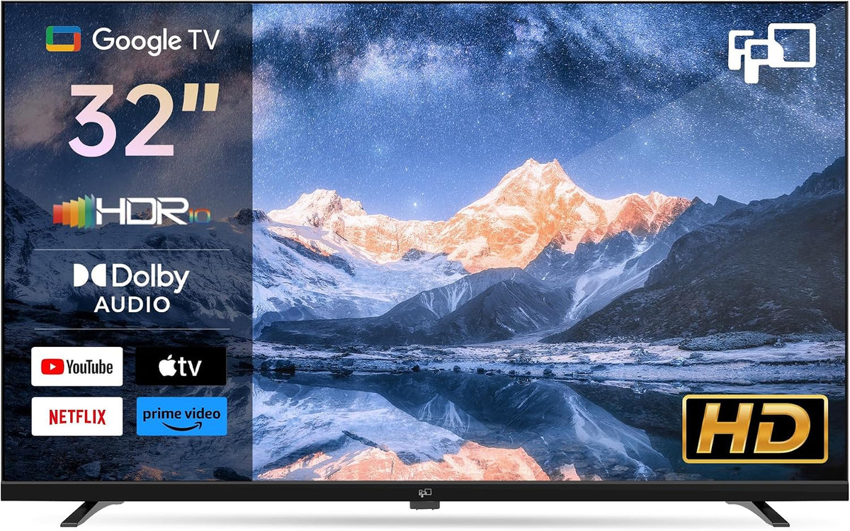 Smart TV FPD, 32 Pulgadas, (81 cm) Google TV con 720p, HDR 10, Dolby Audio, Google Play y Google Cast Integrados, telecommande vocale, Streaming TV en
