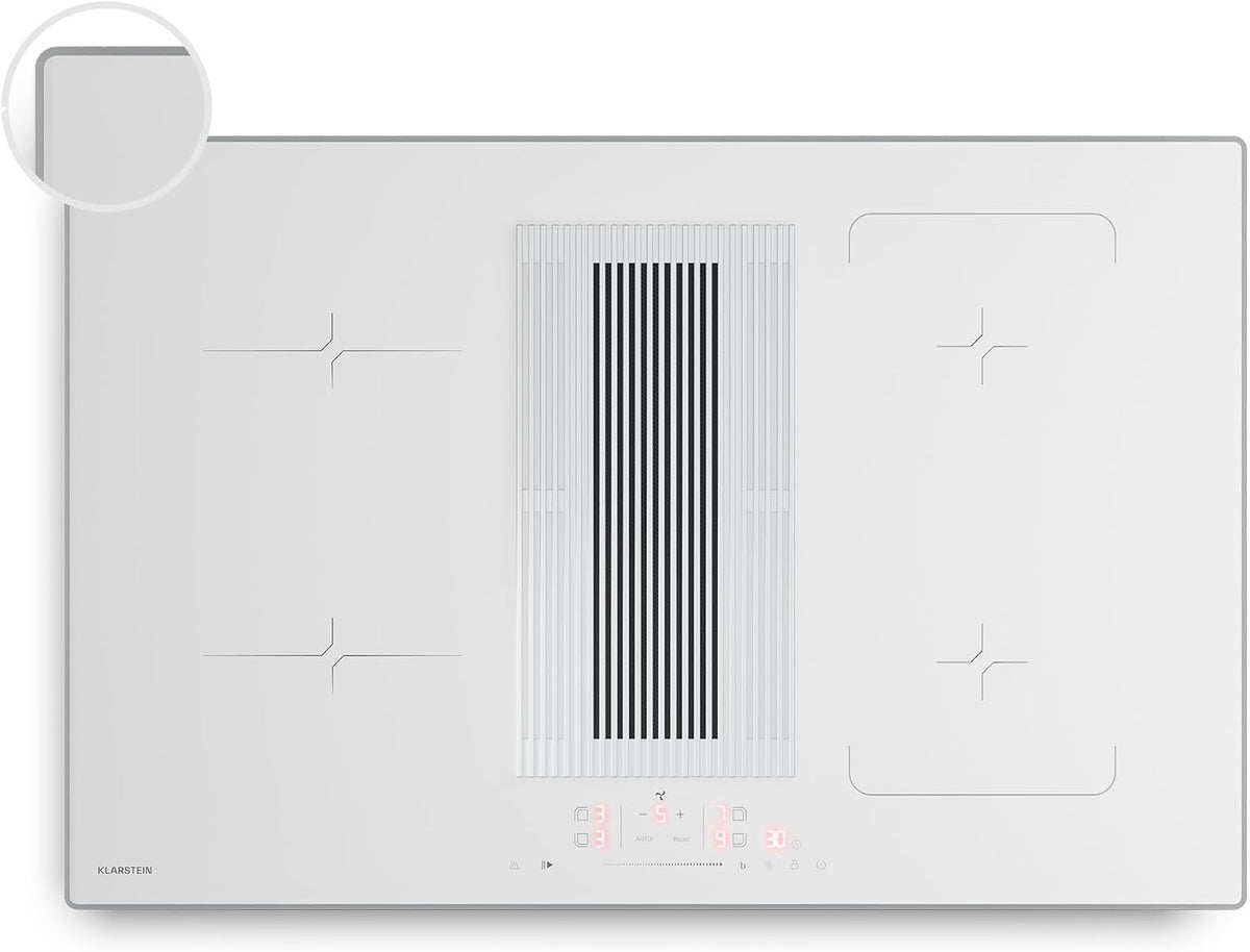 Placa de cocina Velaire Placa de Inducción con Extractor Integrado - 80cm, 4 Zonas, 8400W Boost, Control Táctil, Campana 597m³/h, Temporizador