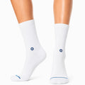 Calcetines deportivos 39-42 de punto blancos con detalle azul - estilo acanalado