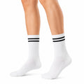 Calcetines deportivos 43-46 blancos de punto con rayas negras - estilo clásico