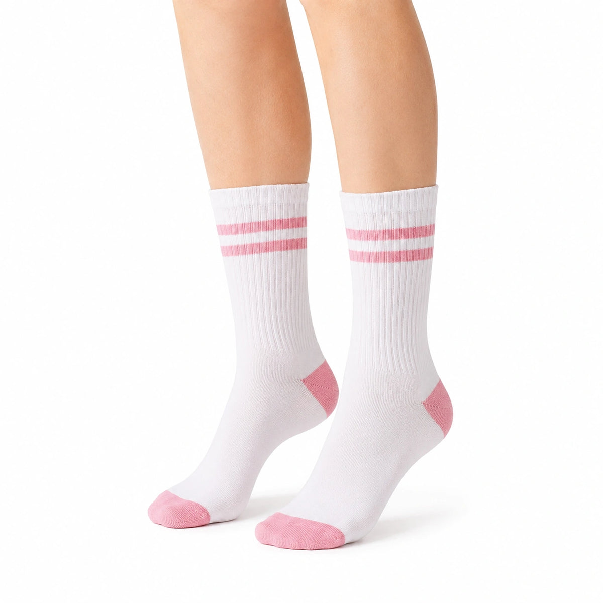 Calcetines deportivos 43-46 de tejido blanco y rosa - canalé para uso diario