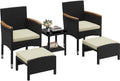 Yaheetech Juegos de conversación, Conjunto de Muebles Jardin Sillon Jardin de Ratán de 5piezas