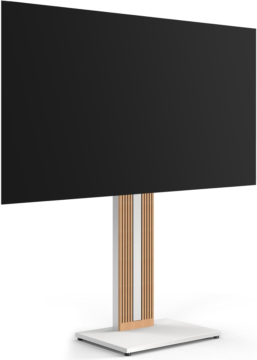 Soportes de pie para TV de FITUEYES, Soporte TV Pie para TV de 32-65 Pulgadas Soporte TV Suelo de Madera de Haya Pie para TV Altura Ajustable y Giro