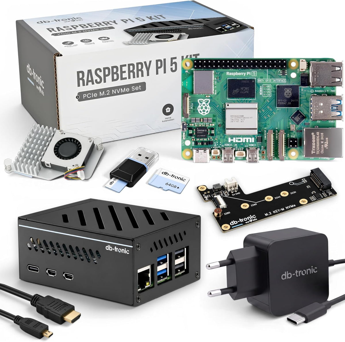 db-tronic Placas base, Raspberry Pi 5 8 GB NVMe Kit