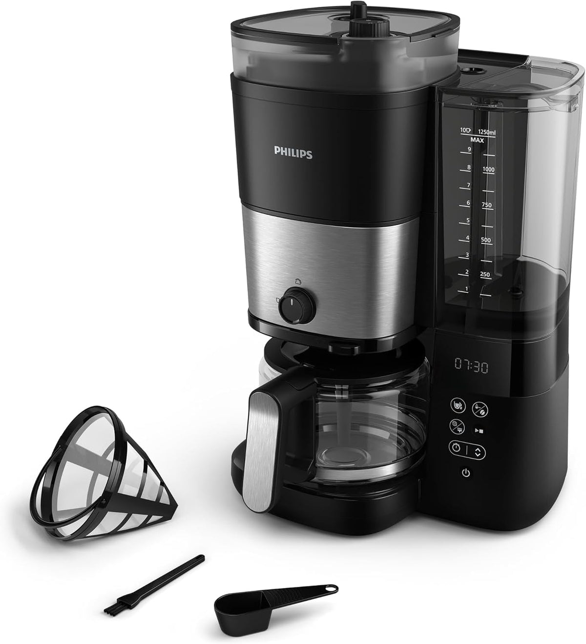 Cafeteras de goteo de PHILIPS, Cafetera de Goteo Todo en 1 con Molinillo, Jarra 1, 25L