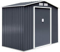 GOPLUS Cobertizos de almacenamiento, 4.39 m³ Cobertizo de Jardín Estanco con Puerta corredera y Ventanas, Fabricado en Metal Galvanizado, 213 x 127 x