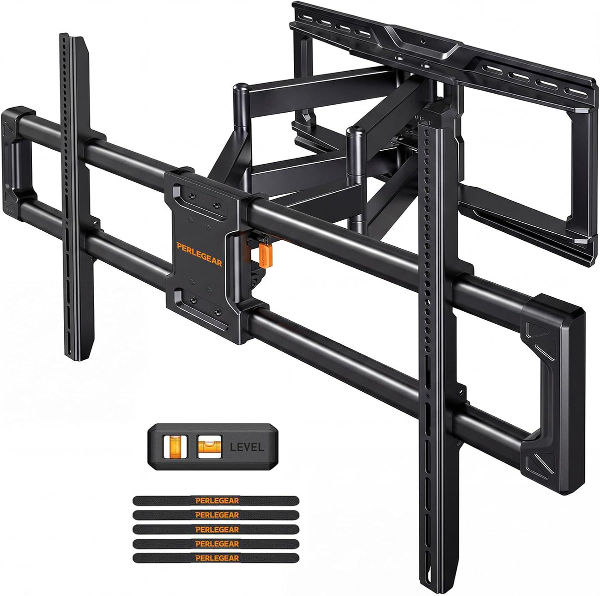 Perlegear Soportes de pared y techo para TV, Soporte TV Pared Movimiento Total para TVs 55', 120' hasta 100 kg, Soporte TV Resistente con Inclinación