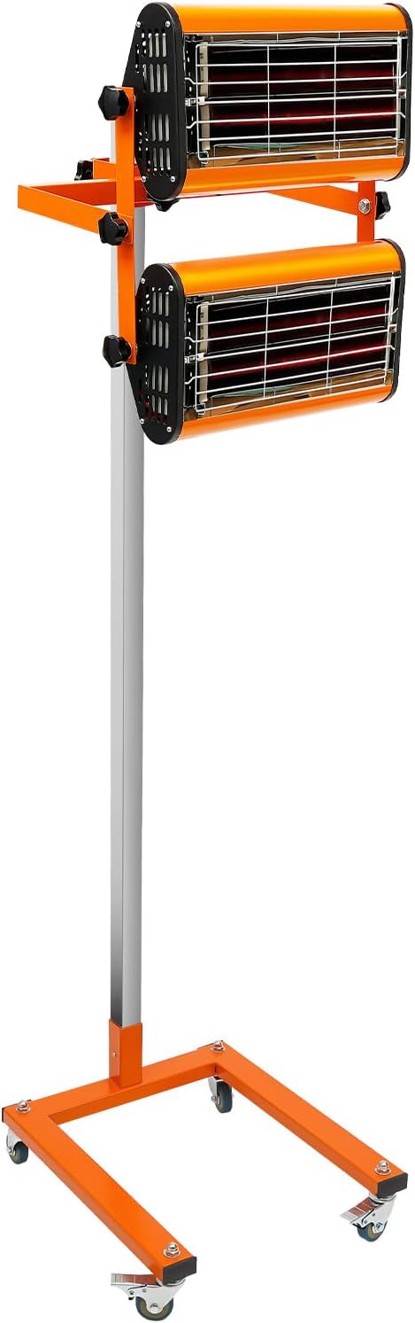 udneondhe Herramientas de pintura, Secador de pintura por infrarrojos, 2 x 1000 W, 2 focos, 500 °C, superficie de secado 800 x 600 mm, altura máxima
