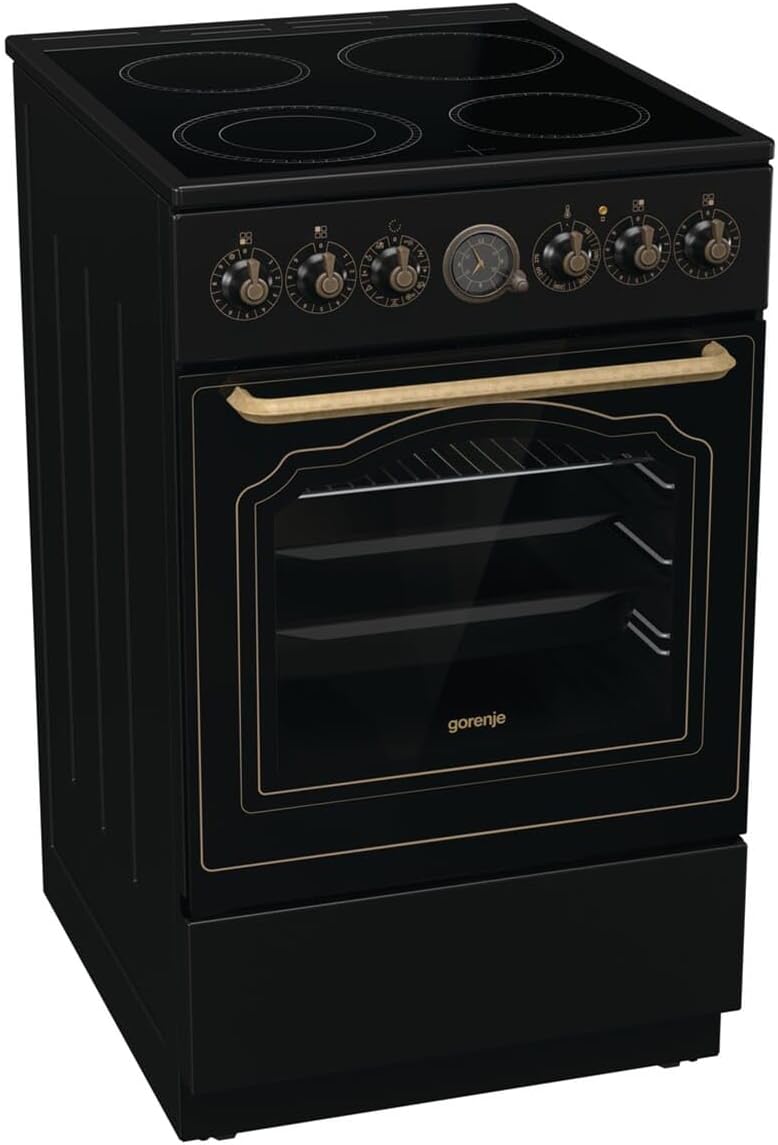 5B70CLB de Gorenje, cocina independiente, Classico GECS - Estufa eléctrica con vitrocerámica, diseño retro, 50 cm, 70 litros, cierre suave