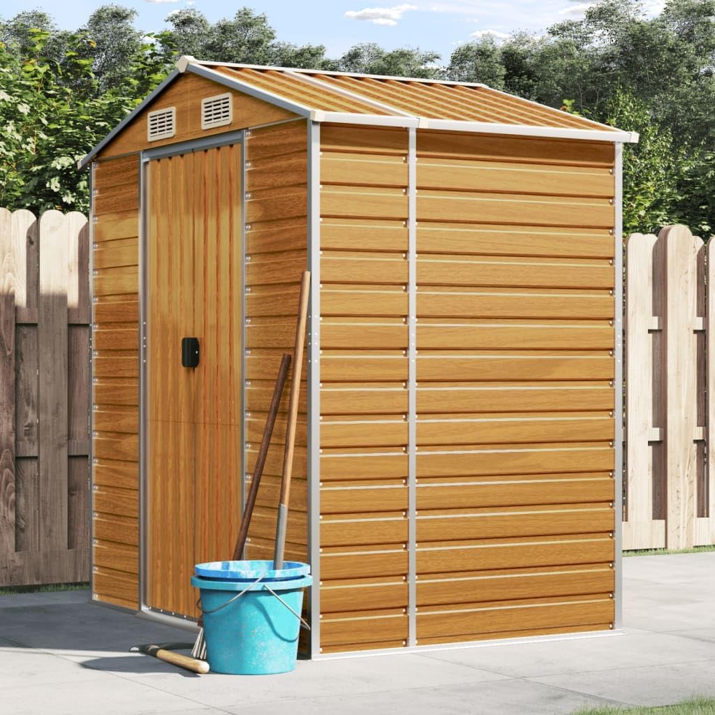 Cobertizos de almacenamiento ZEYUAN, Caseta de Jardín Acero Galvanizado Marrón Claro 191x130x198 cm, Caseta Exterior, Cobertizo de Entrada