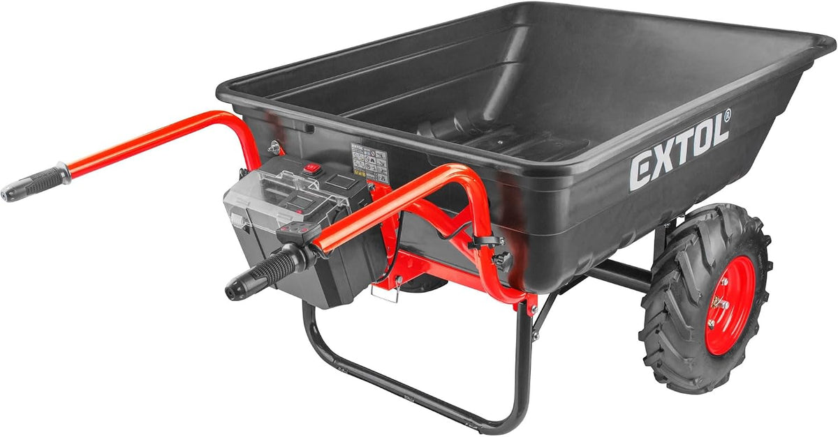 Extol Premium Carretilla, eléctrica, 300 L de paso y capacidad de carga de 300 kg, iones de litio de 40 V con batería de 6000 mAh, compatible con