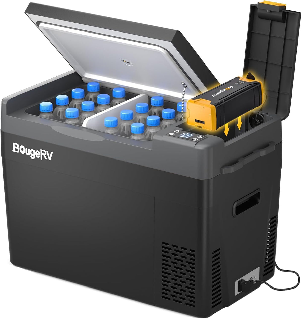 Nevera portátil BougeRV, CRPRO Kompressor Kühlbox 12v, 29 Liter Auto-Kühlbox(-22℃~10℃), 12/24V DC &110-240V AC Tragbarer Auto-Kühlschrank, 12v