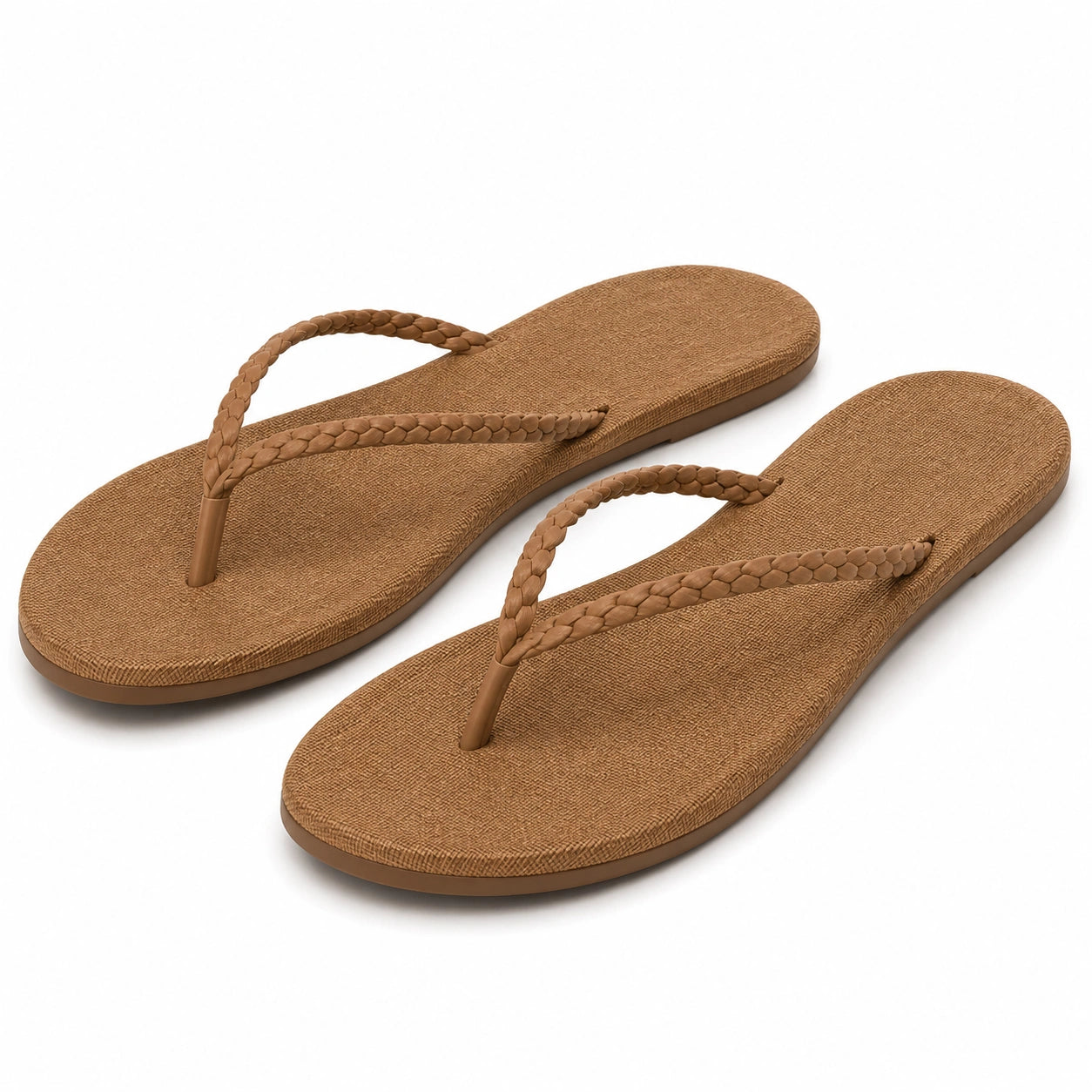 Chanclas de dedo 38/39 marrón con tiras trenzadas para verano