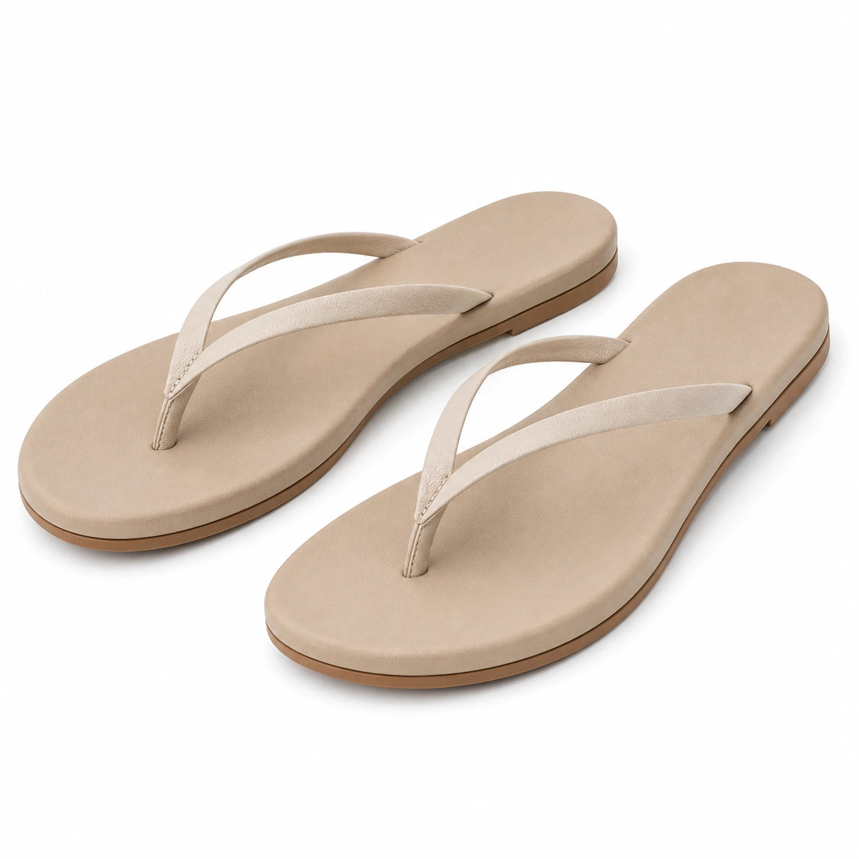 Chanclas talla 38/39 de material sintético beige para verano - suela plana