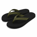 Chanclas 40/41 negras y verde oliva con tiras textiles - suela sintética antideslizante para playa