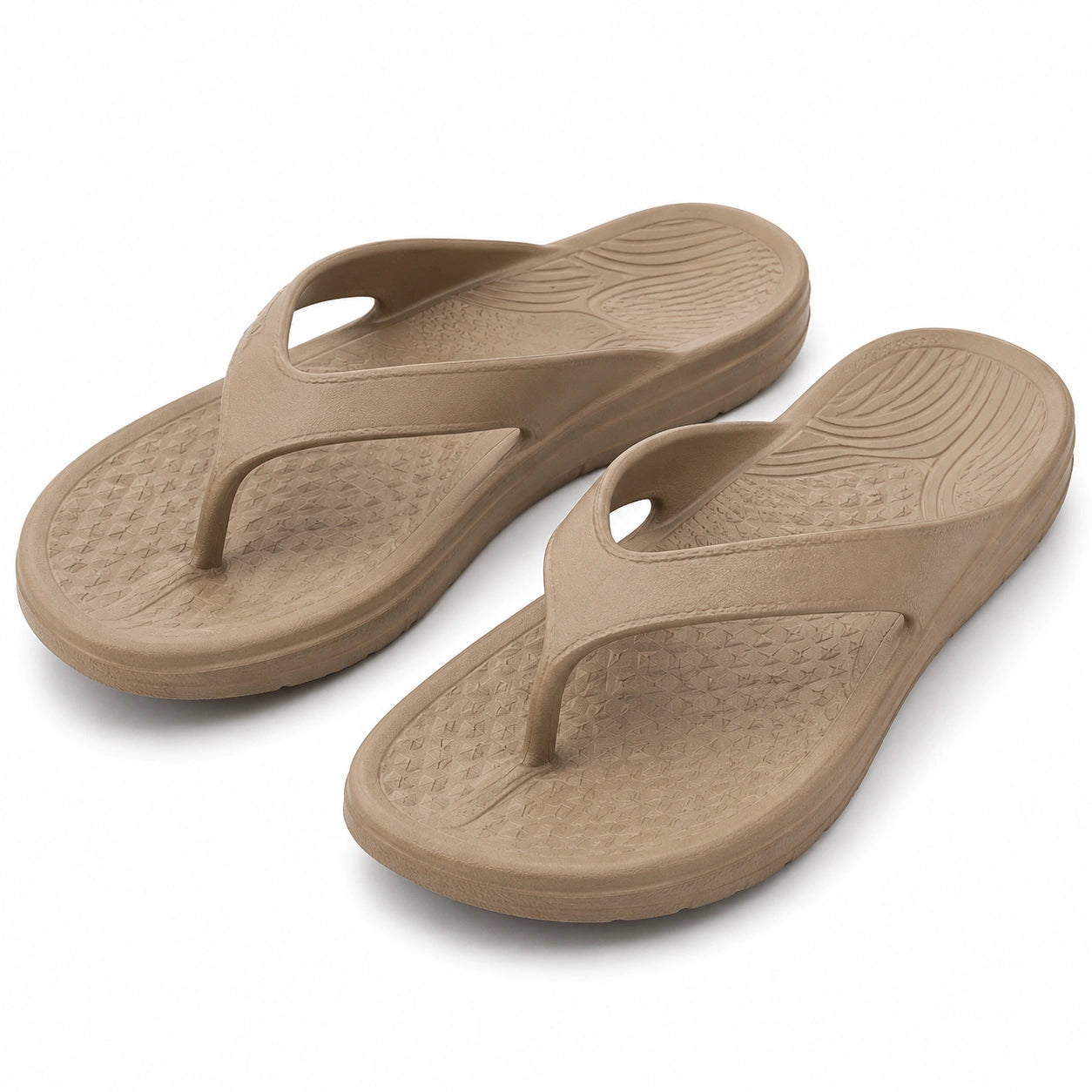 Chanclas talla 40/41 de material sintético beige con suela texturizada