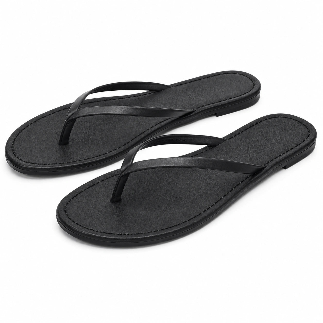 Chanclas 40/41 negras de material sintético - planas de dedo para verano