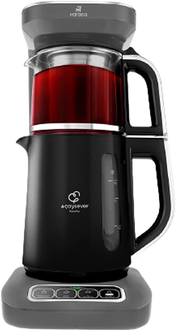 Teteras de té caliente KARACA, Çaysever Robotea Pro - Máquina de té y café con filtro de habla 4 en 1 2500 W Space Gray, función de infusión de té