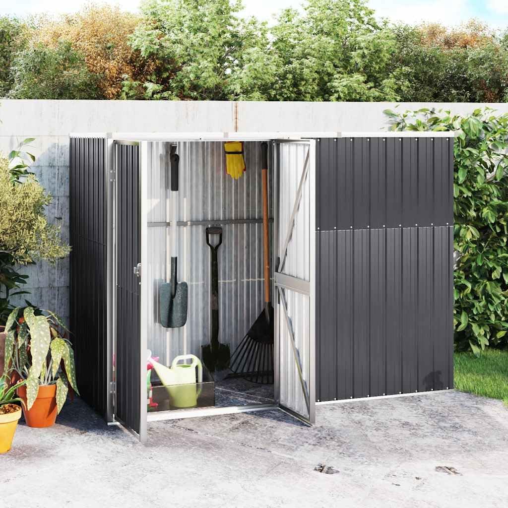 Cobertizos de almacenamiento de Arborthrum, Cobertizo de herramientas de jardín para exteriores, color antracita, 225 x 89 x 161 cm, acero galvanizado
