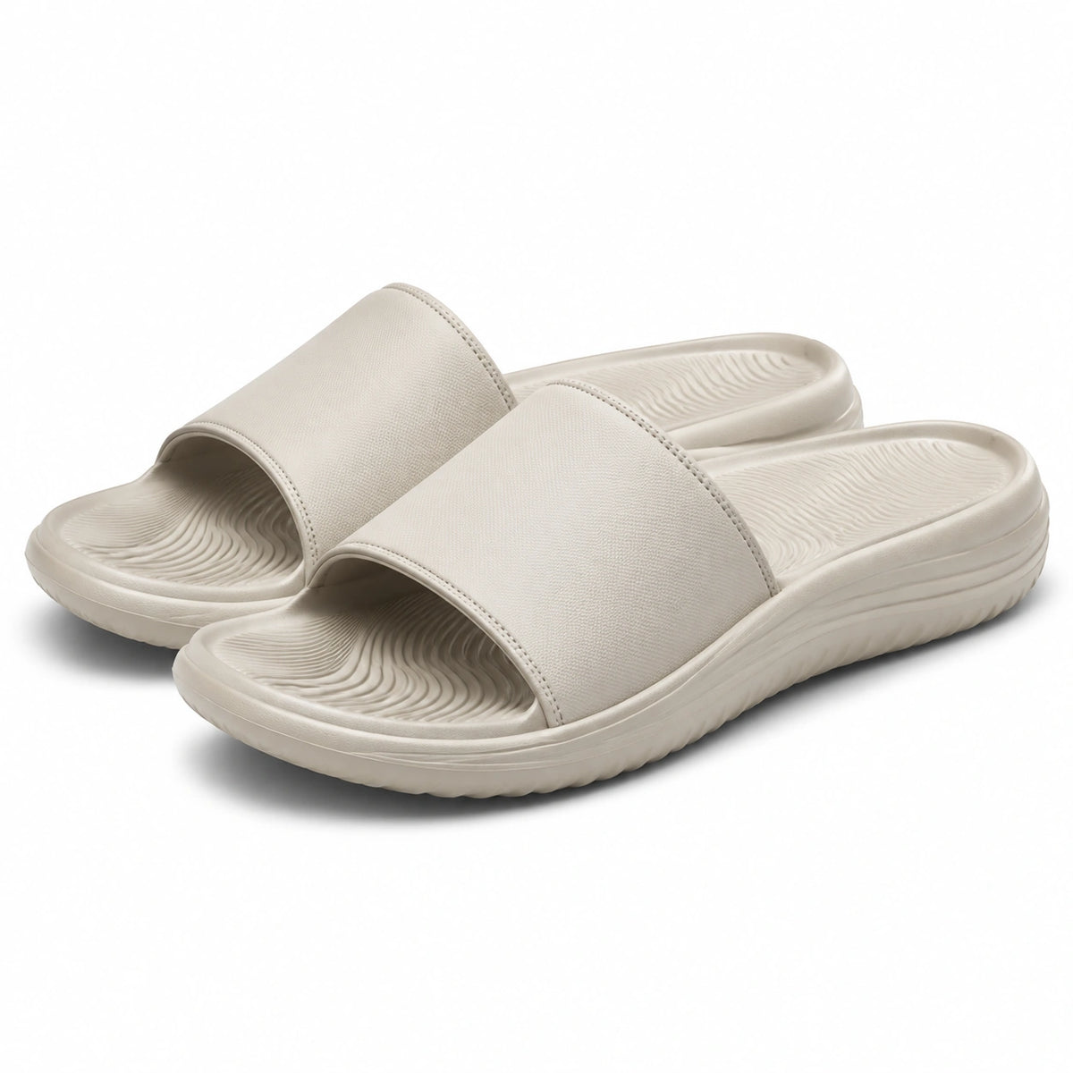 Chanclas talla 38/39 beige de material sintético con suela texturizada para uso diario