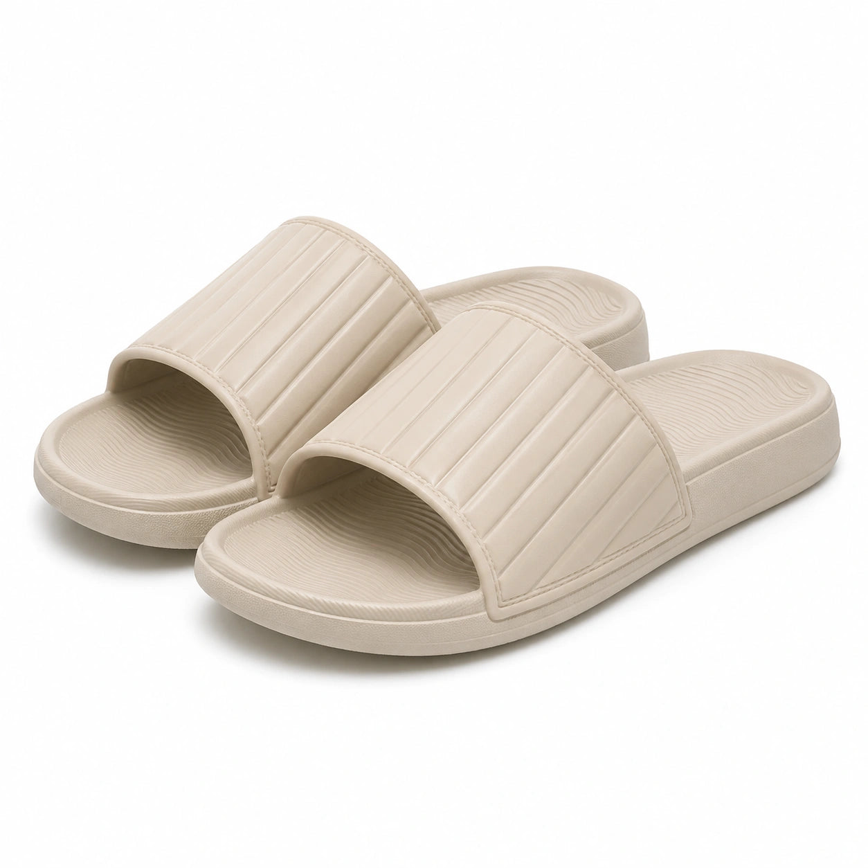 Chanclas talla 38/39 de material sintético beige con plantilla texturizada para uso diario