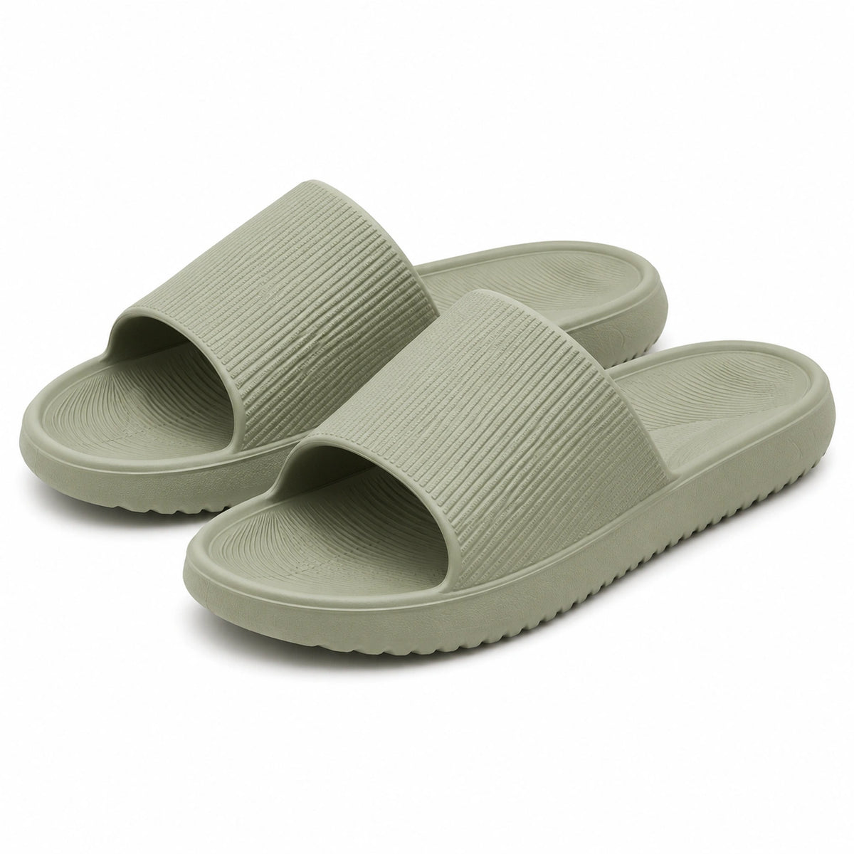 Chanclas de baño talla 40/41 de material sintético verde salvia con suela antideslizante