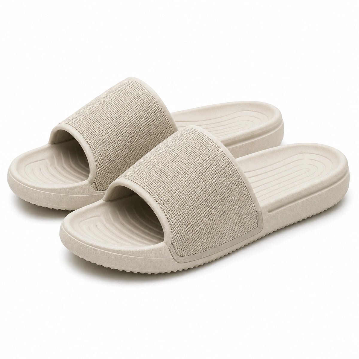 Chanclas 40/41 beige de material sintético con pala texturizada para uso diario