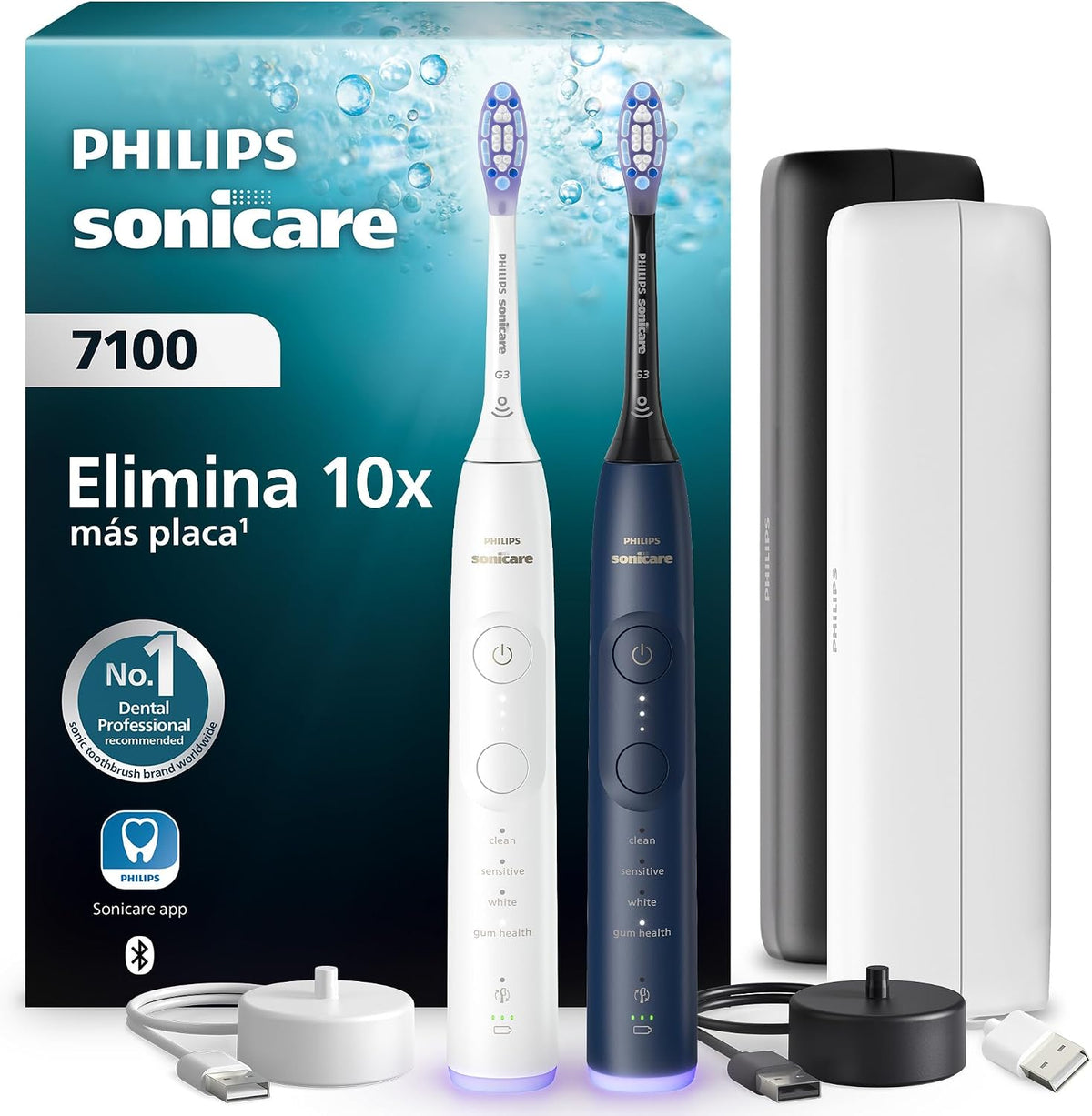 HX7429 de PHILIPS, cepillos de dientes eléctricos sónico, Sonicare 7100 cepillo dental eléctrico, sónico con 4 modos de cepillado y 3 niveles de