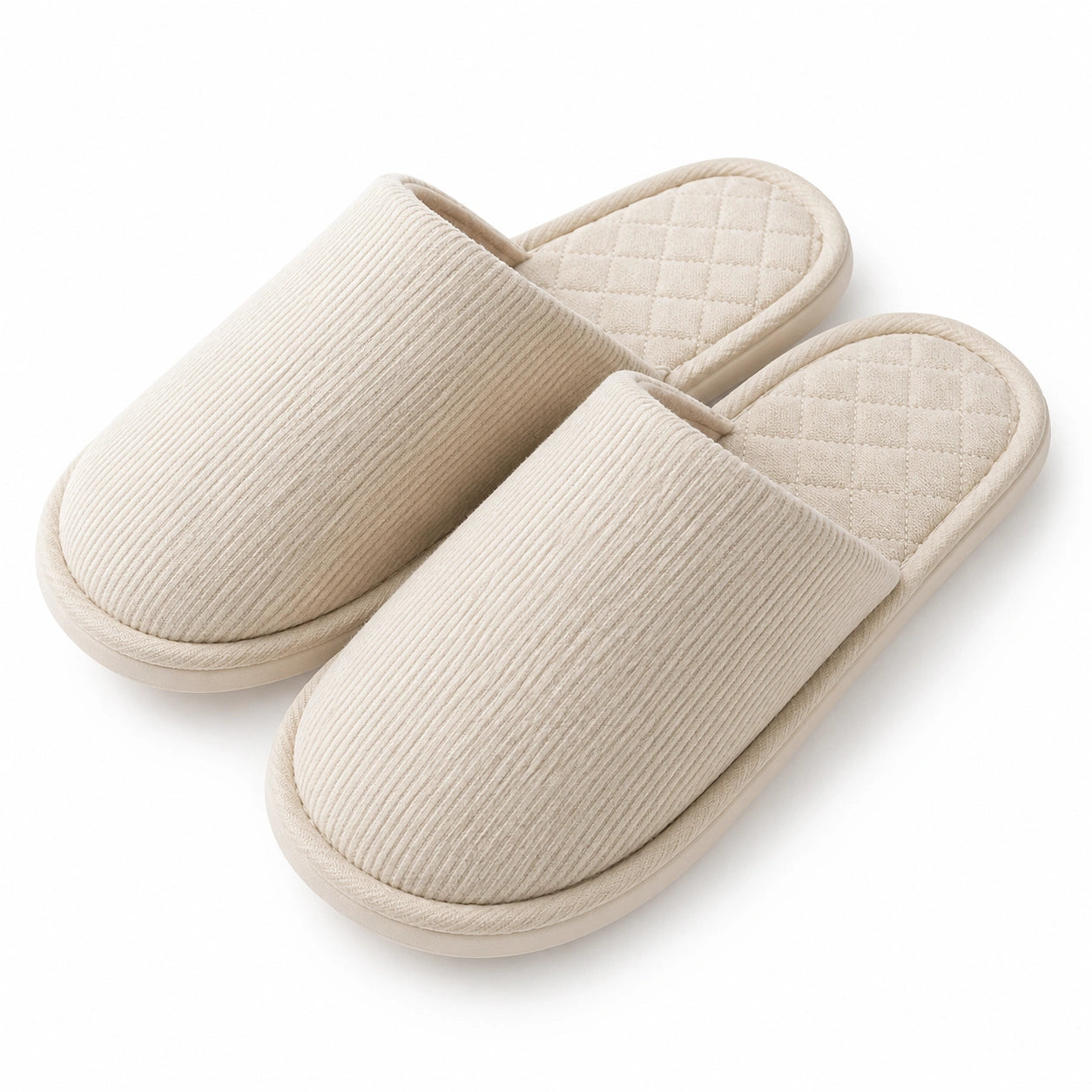 Zapatillas de casa talla 36/37 de tela beige con suela antideslizante acolchada