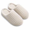 Zapatillas de casa talla 40/41 de tejido acanalado beige con suela antideslizante