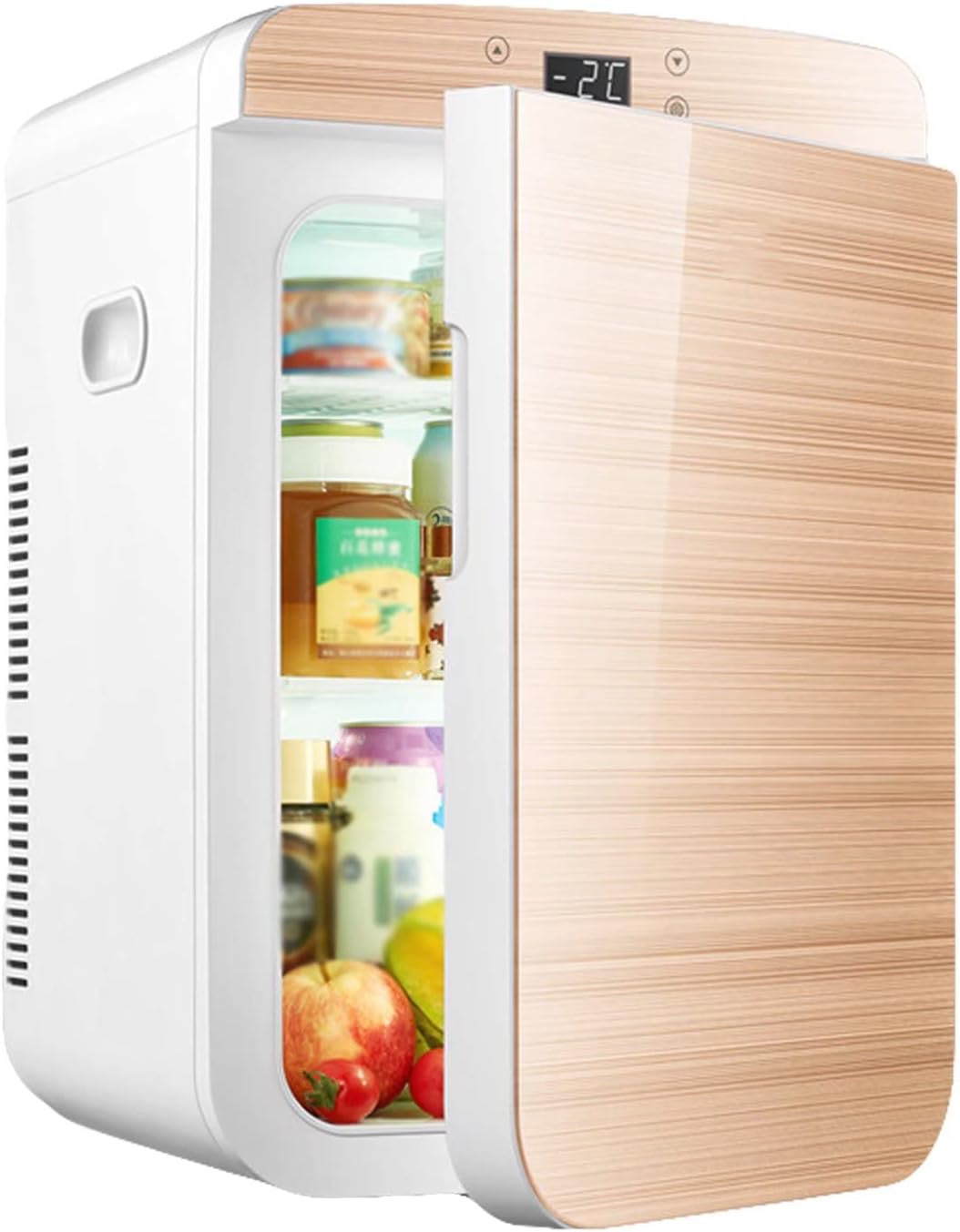 Generic Mini frigorífico, Mini refrigerador de 25 litros, Refrigerador pequeño para coche y hogar con pantalla táctil de doble puerta 12 V