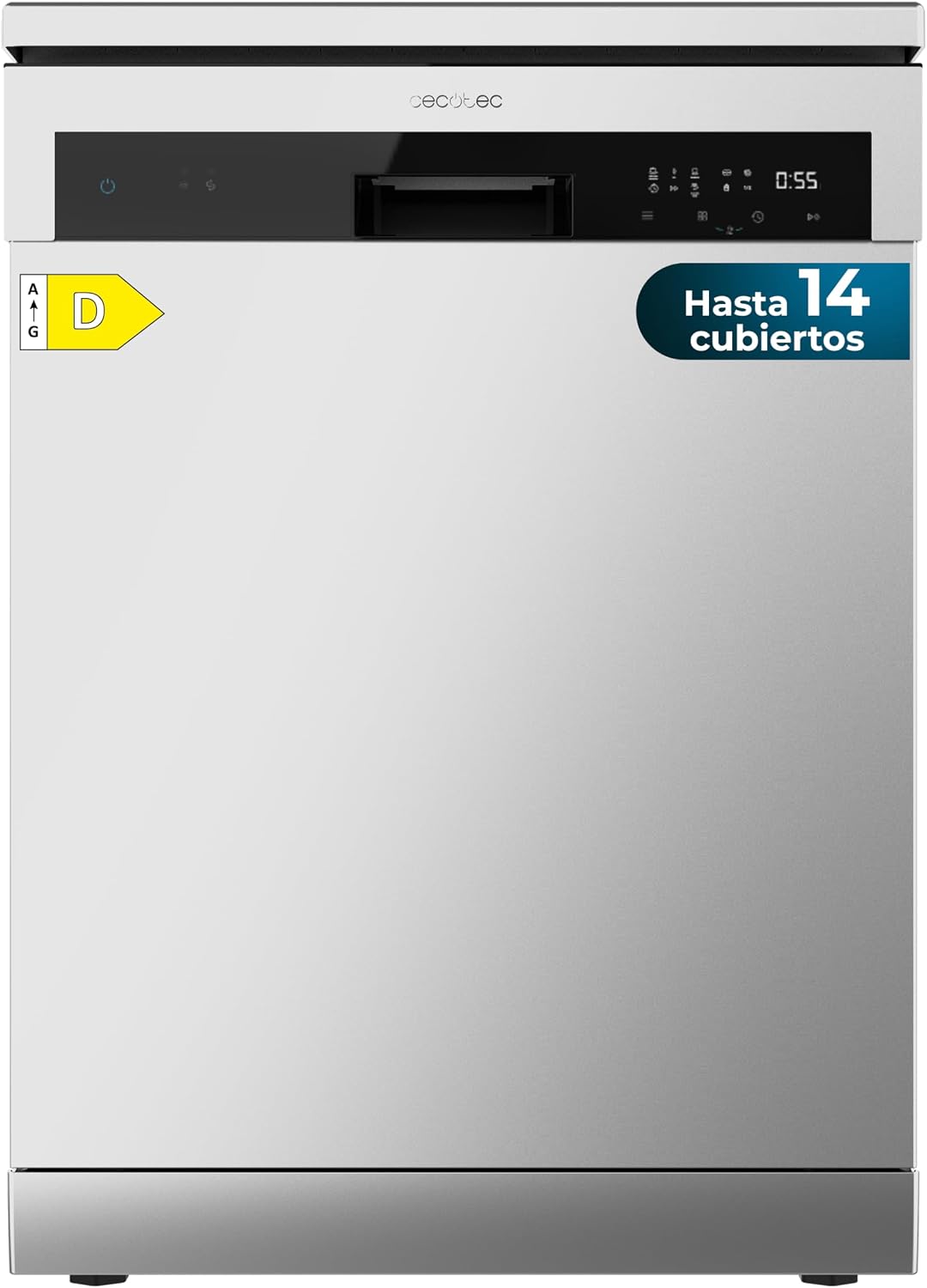 Cecotec Lavavajillas, Independiente de 60 cm Bolero Aguazero 6200 Inox D. 14 Cubiertos, 6 Programas con Dual Zone Wash, Dry+, Turbo Dry+, Media carga