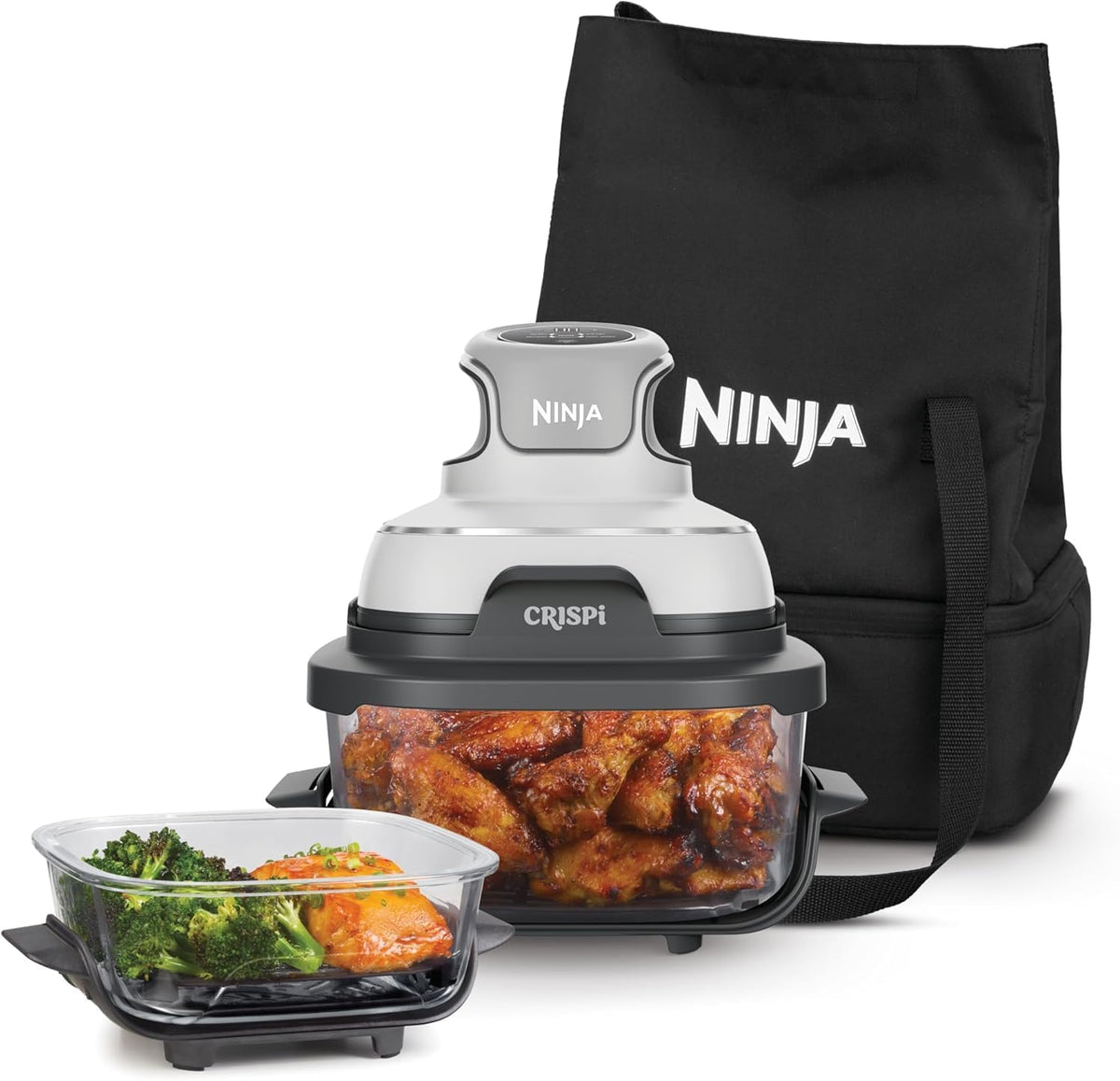 Freidora de aire Ninja, CRiSpi, Freidora de Aire Portátil 4 en 1, 3, 8L y 1, 4L, Blanco