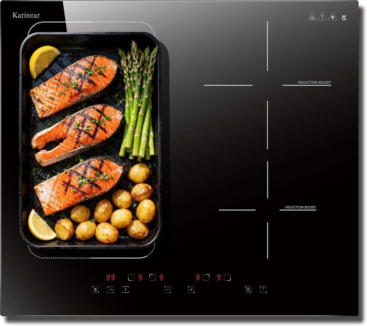 Placa de cocina Placa Inducción 4 Fuegos con Zona Flexible, Empotrable 60CM, 7200W Karinear, Karinear