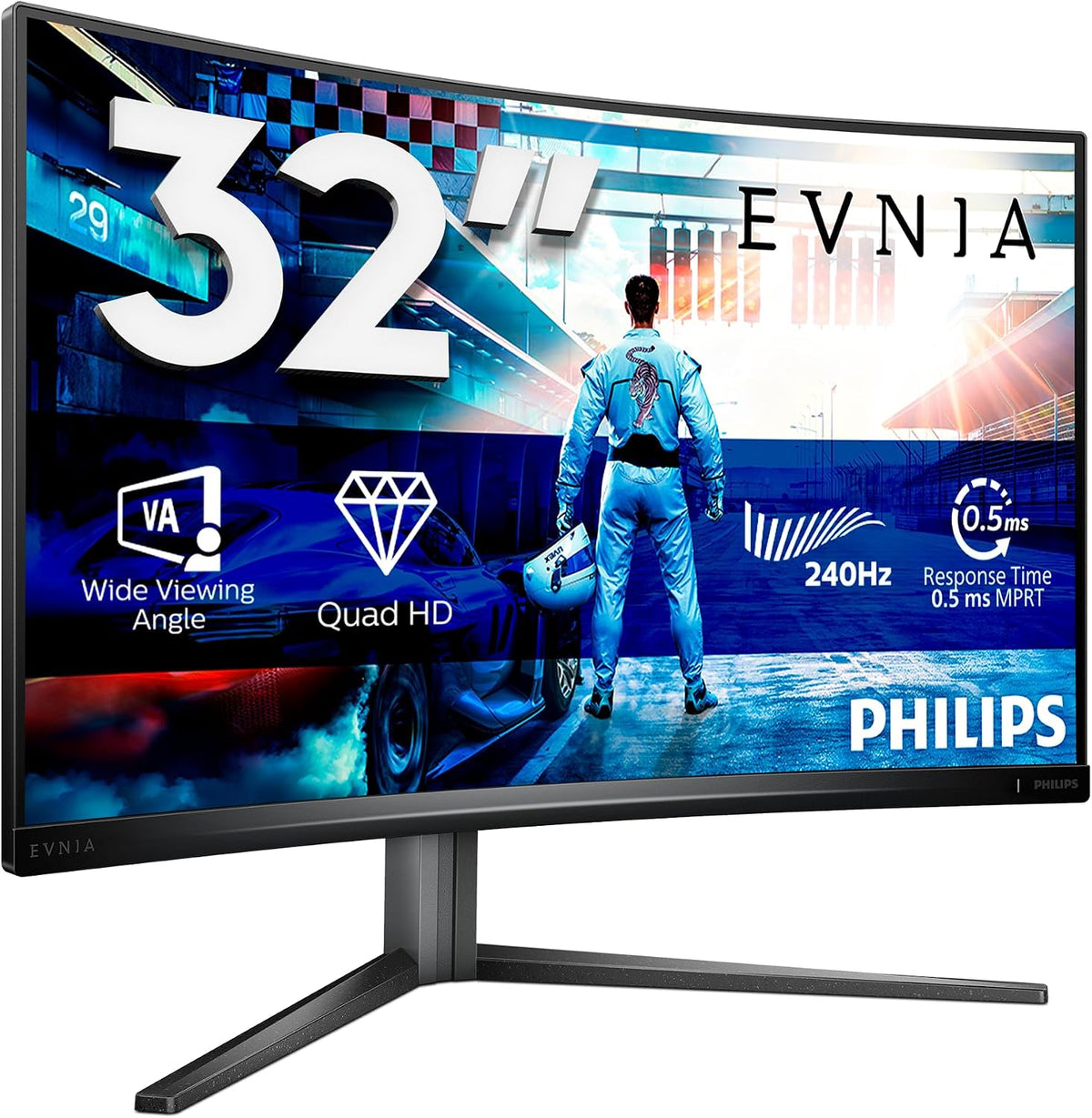 Monitor Evnia 32M2C5500W Gaming Monitor 32 Pulgadas 240Hz Panel Fast VA, 1ms GtG, HDR400, Altura Ajustable, (2560x1440 HDMI 2X 2.0 DP 2X 1.4 USB Hub)
