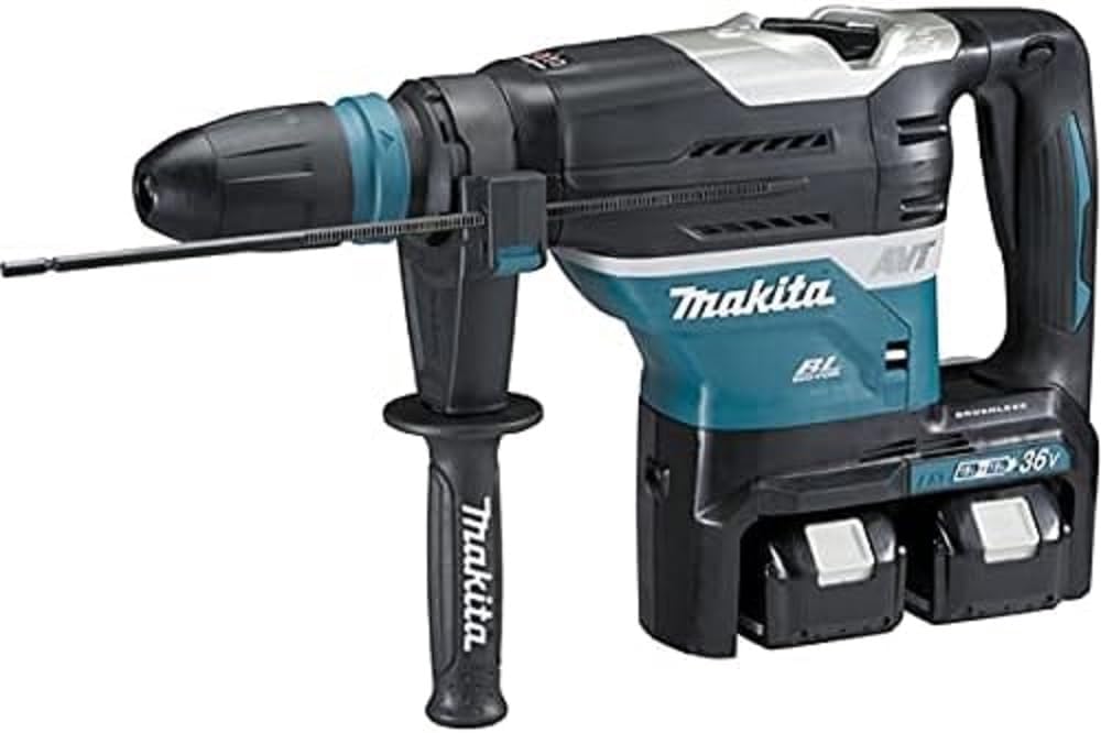 Makita DHR400PG2U Taladro percutor, SDS-MAX - Taladro percutor inalámbrico (18 V, incluye 2 baterías y cargador)