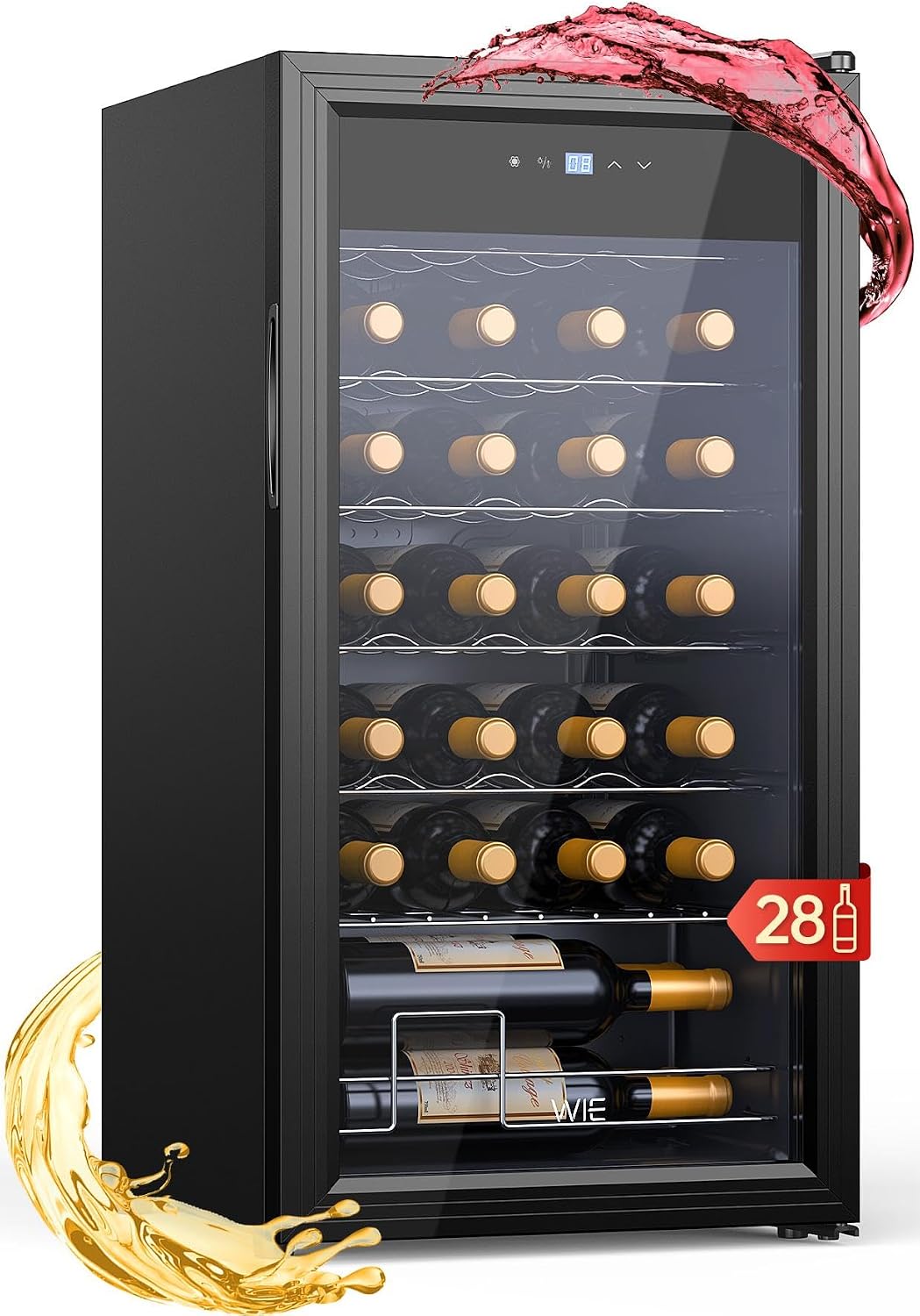 Vinoteca 28 Botellas para Vino Tinto/Blanco 5-18°C, Nevera Vinos 82L, WIE