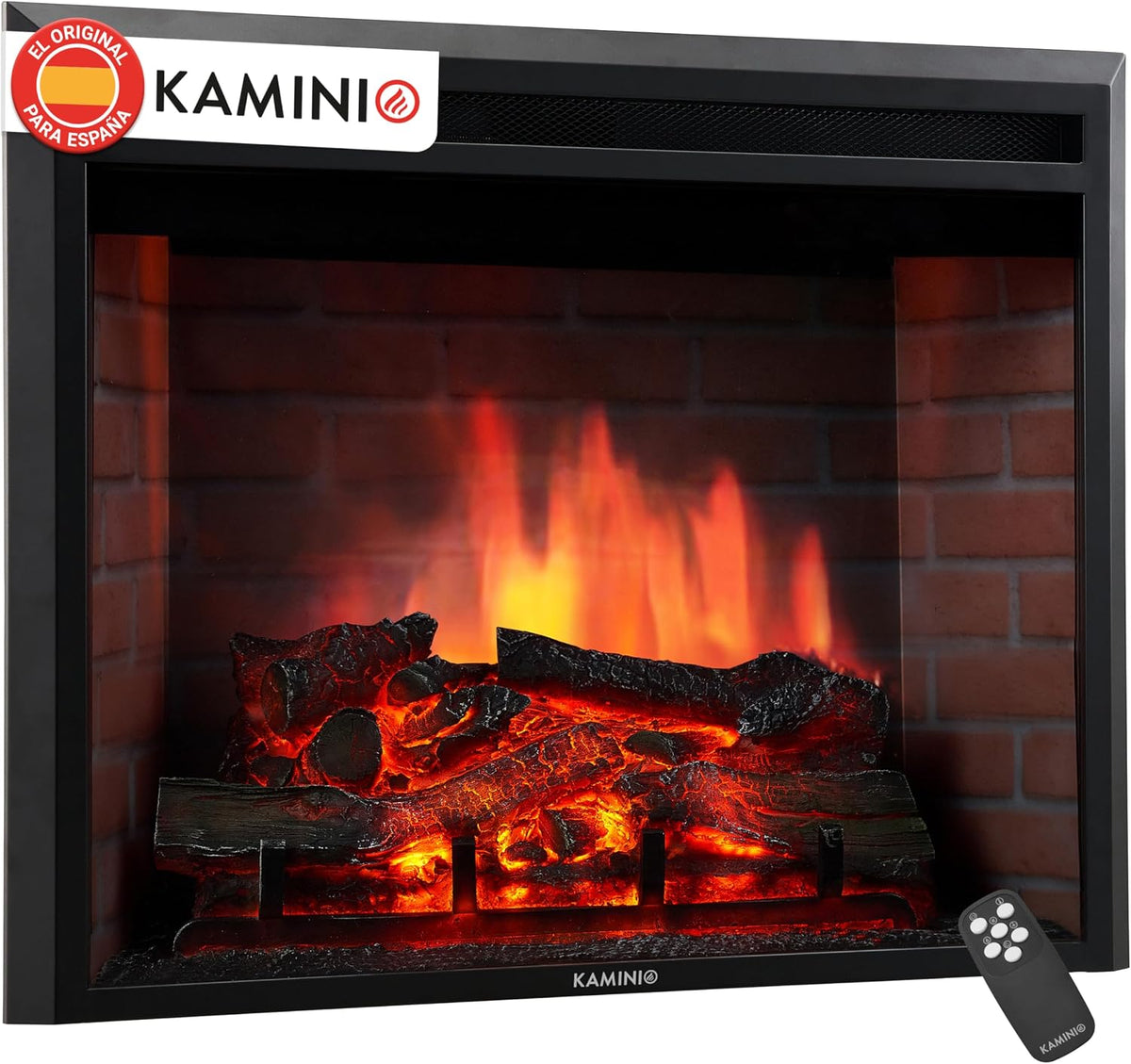 Chimenea eléctrica KAMINIO, ® Luca Pro 26 Chimenea eléctrica empotrable con Calefactor