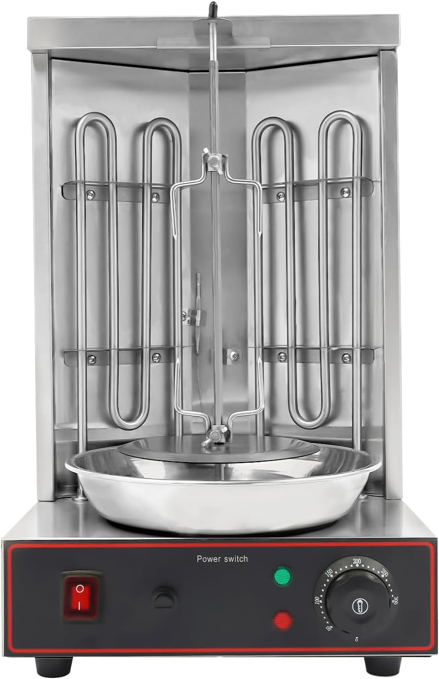 KANBCNG Parrillas eléctricas de exterior, Barbacoa eléctrica de acero inoxidable con capacidad de carga de 10 kg, 2 tubos de calefacción, 6 rpm, para