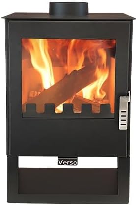 Estufa de VERSO, Chimenea de leña VERSO 3, 5 kW, Estufa de leña independiente con ventana, eficiencia energética A+, BImSchV nivel 2, EcoDesign 2022