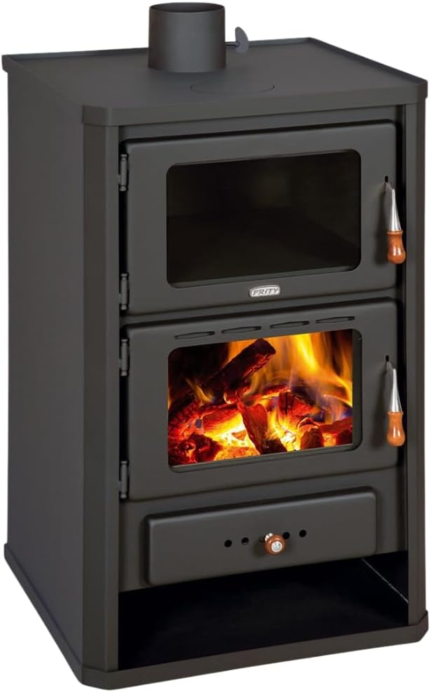 Estufa de BALKAN ENERGY, Prity FG - Estufa de leña con horno (14 kW, compartimento de leña)
