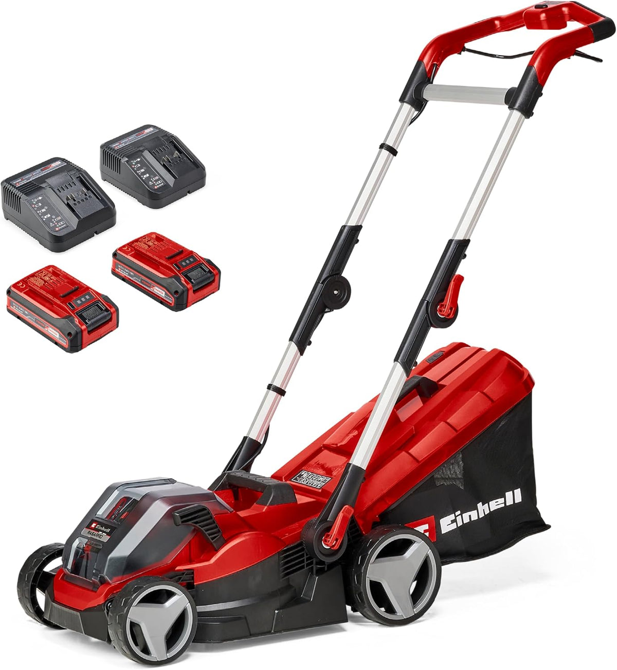 Cortacéspedes rotativo Einhell, Cortacésped inalámbrico RASARRO 36/34 Kit Power X-Change (36 V, 34 cm de Ancho de Corte, hasta 300 m², Cesta de 30 L