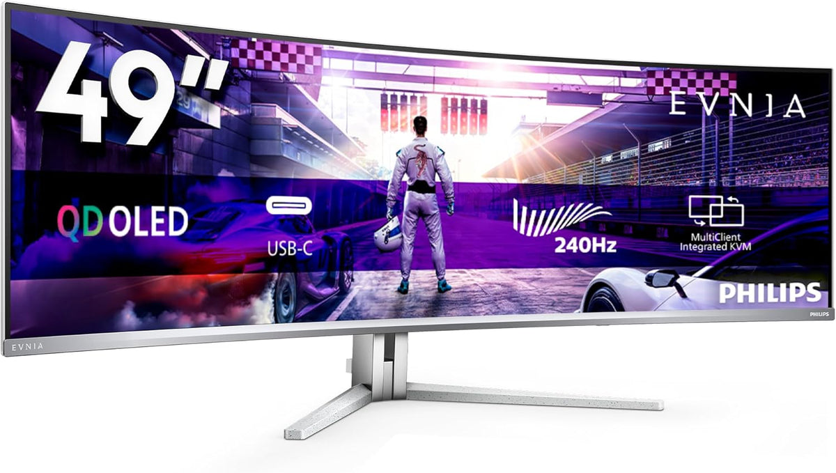 PHILIPS Monitor, Evnia 49M2C8900 - Monitor Gaming Curvo OLED DQHD de 49 pulgadas, 240 Hercios, 0, 03ms GtG, HDR400, Ambiglow (5120x1440, HDMI 2.1