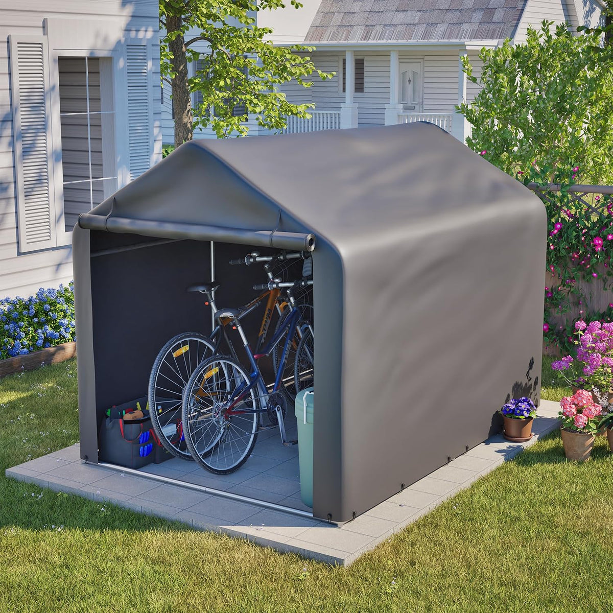 Cobertizos de almacenamiento de Bladez, Cobertizo para herramientas de 5 x 7 pies para bicicleta, 160 x 220 x 165 cm, con puerta enrollable