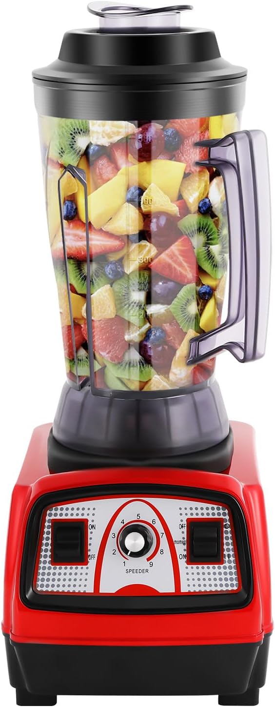 Batidoras de vaso Batidora de vaso de 4 L 2200 W, 26000 rpm, 9 niveles, color rojo, NiuLifeya