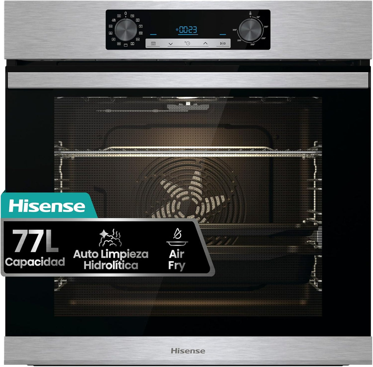 BSA65226AX de Hisense, freidora de aire, Horno Multifunción con Vapor + Función Freidora de Aire sin Aceite, Gran Capacidad 77L, Cocción Simultanea 5