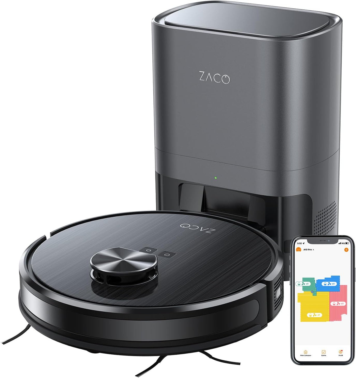 Robot aspirador A10 Pro Robot Aspirador y fregasuelos con Base de autovaciado de 2, 5L para hasta 60 días, navegación láser/LiDar, mapeo, App y Alexa