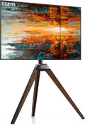 Soportes de pie para TV de FITUEYES, Soporte TV Pie Trípode 37-65 Pulgadas Madera Haya, Serie Picasso
