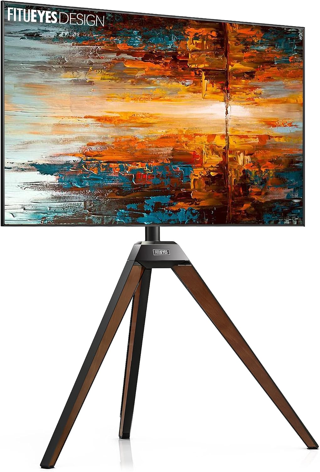 Soportes de pie para TV de FITUEYES, Soporte TV Pie Trípode 37-65 Pulgadas Madera Haya, Serie Picasso