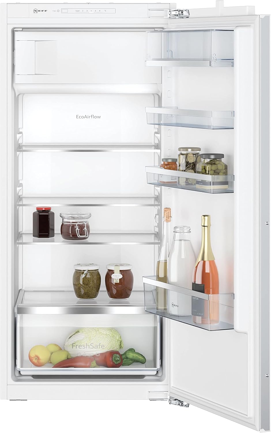 Neff Frigorífico combi, KI2422FE0 N 50 Einbaukühlschrank mit Gefrierfach, Nischenhöhe: 122 cm, 56 cm breit, Flachschaniertechnik, 187 L, Fresh Safe